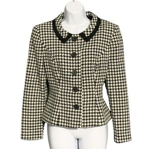 Cynthia Howie Maggy Boutique Blazer Jacket Black Houndstooth Wool Sz 10 VTG